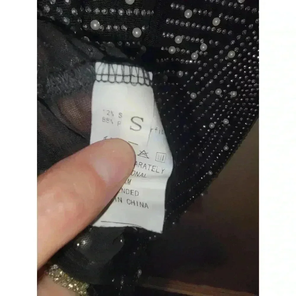 Holiday / Formal Black Dress with Pearl and Rhinestone - Size S - Picture 3 of 5